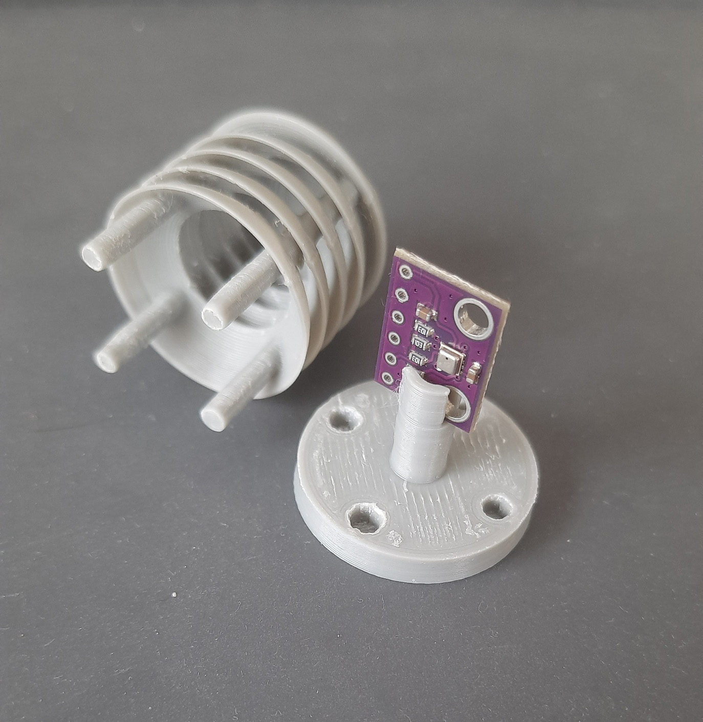 Gesamtansicht der Teile und des BME280-Sensors